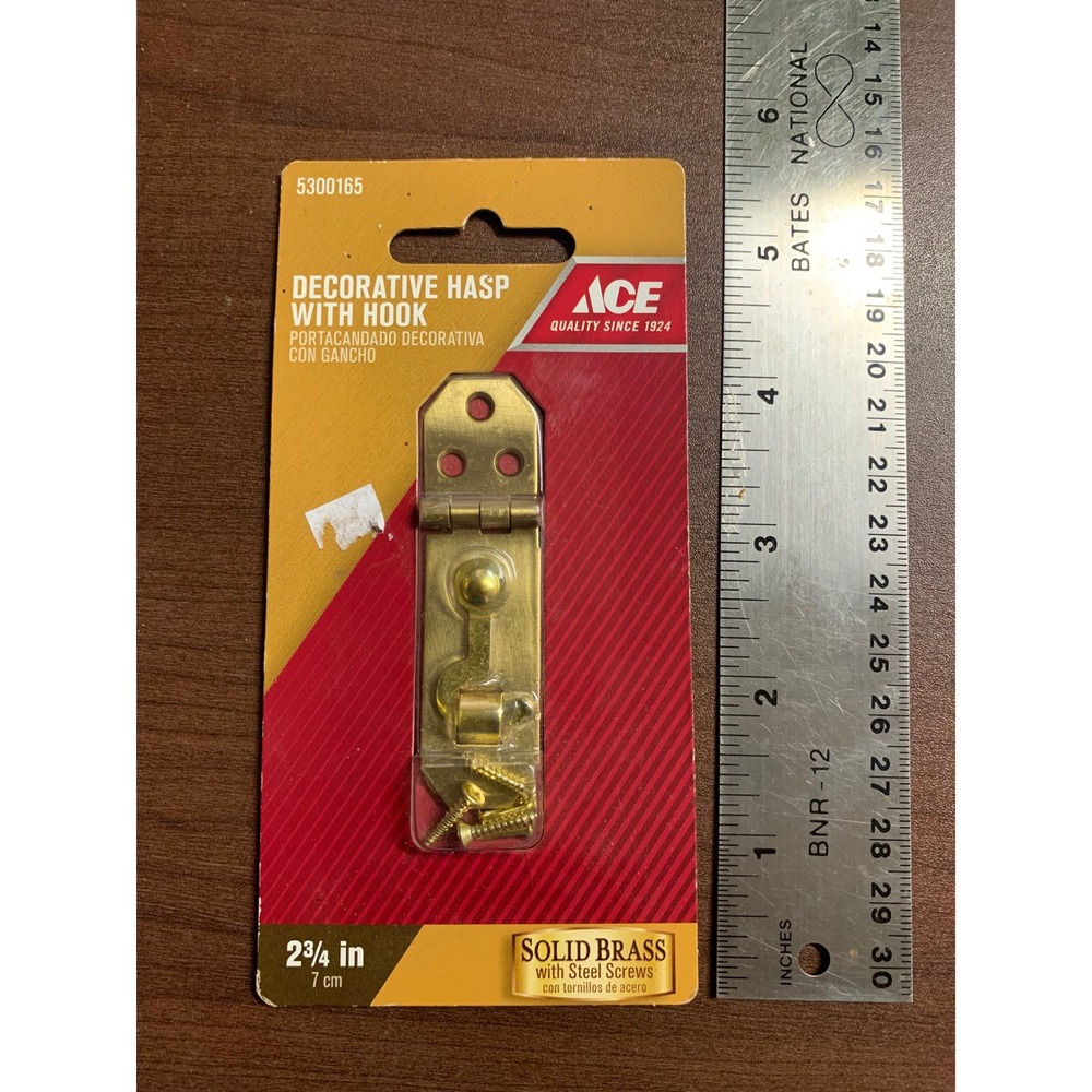 Ace Hardware 2 3/4 in Decorative Hasp with Hook Solid Brass 5300165 Gold Finish